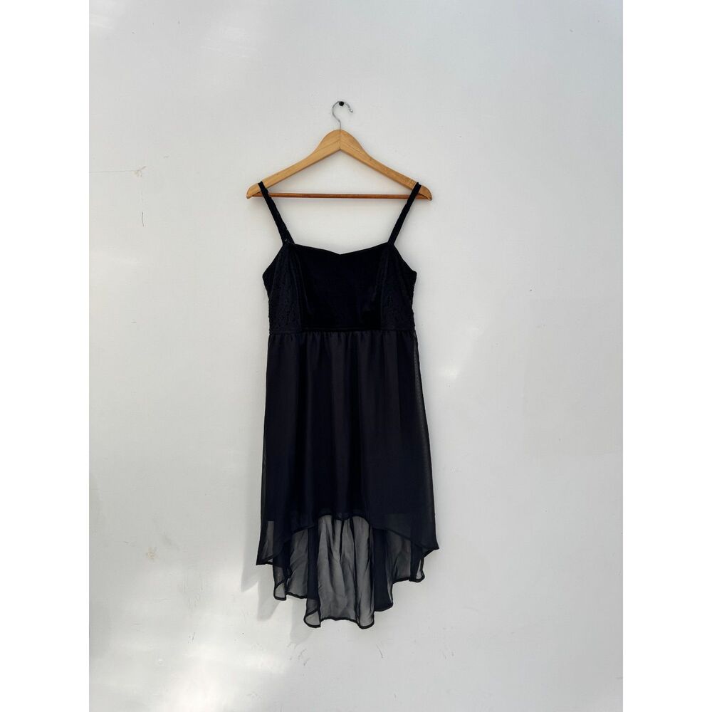 Vintage dELiA*s Black Velvet Lace Babydoll High-Low Dress Size XL